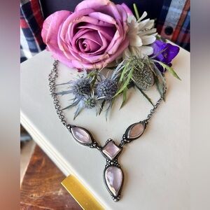 Custom handmade rose quartz necklace